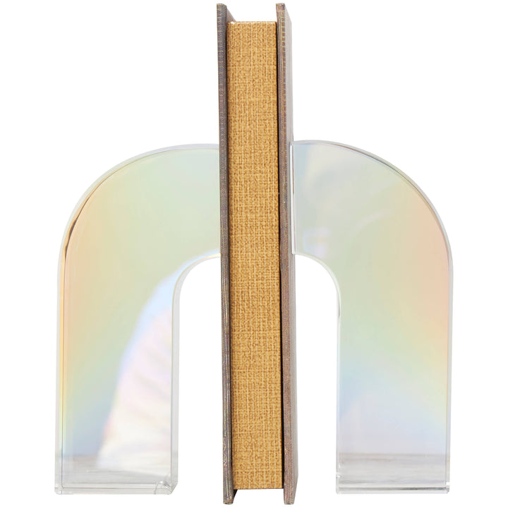 Contemporary Clear Crystal Bookends Set