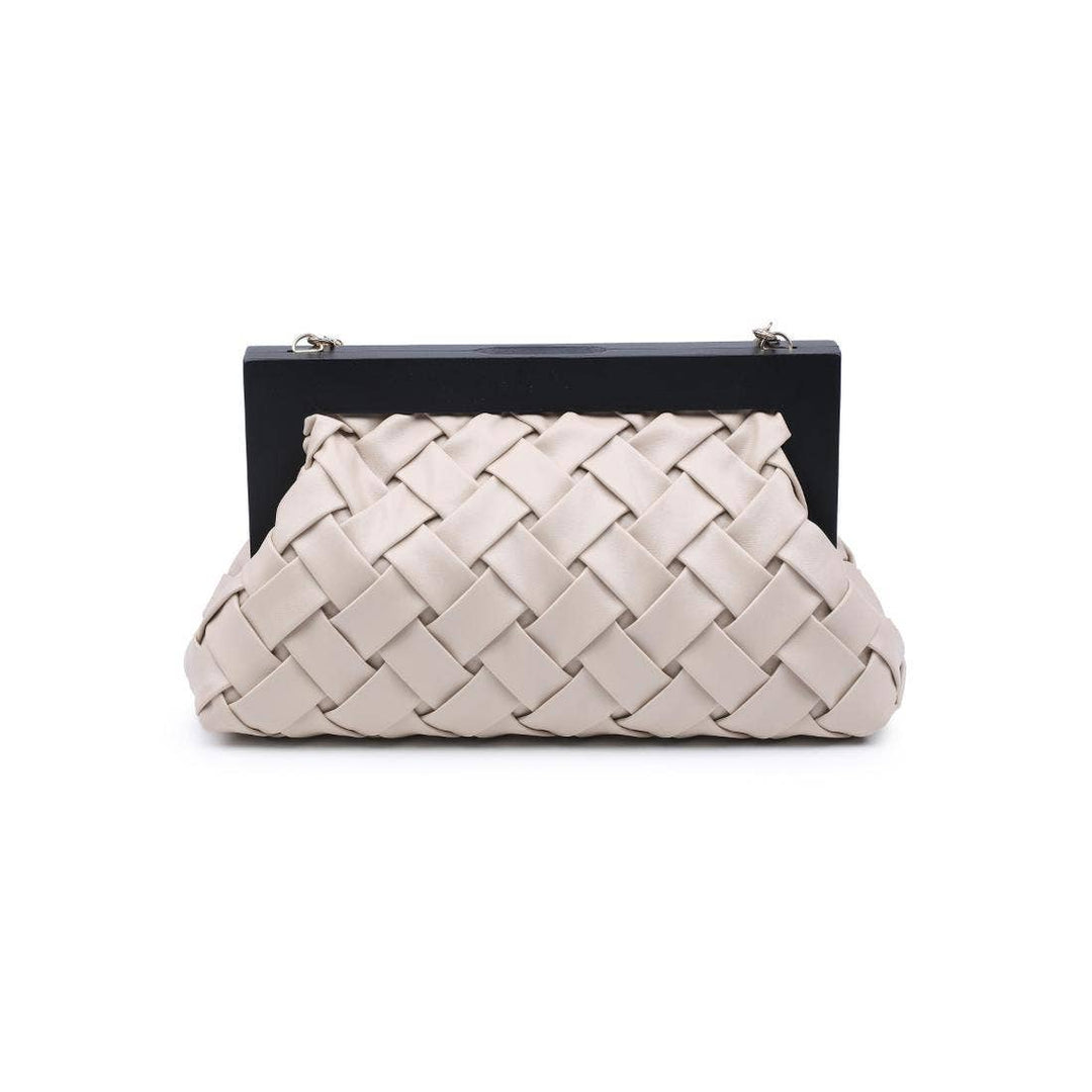 Jamie Woven Wooden Frame Clutch