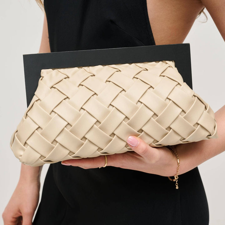 Jamie Woven Wooden Frame Clutch