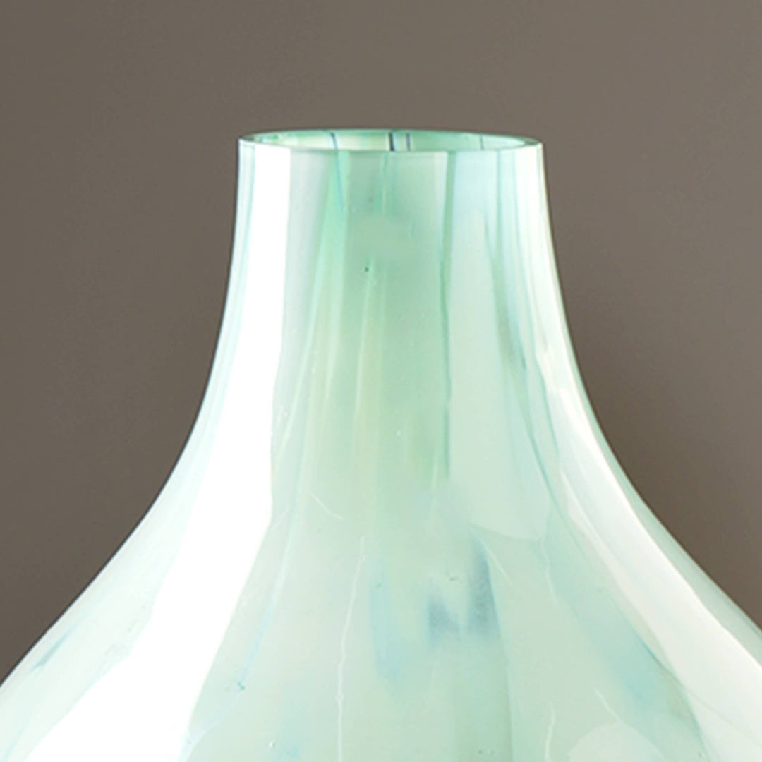 White Splatter Green Glass Rounded Vase
