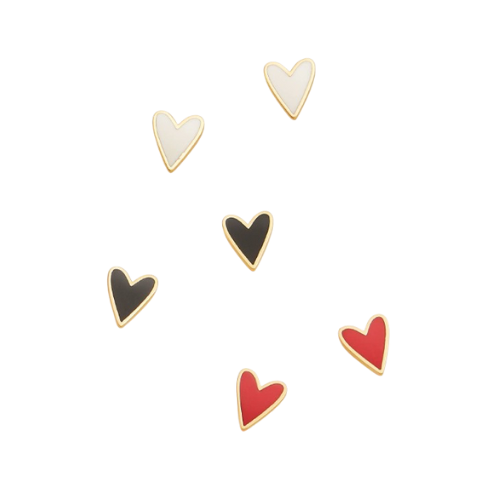 Enamel Heart 18K Gold Dip Stud Earrings