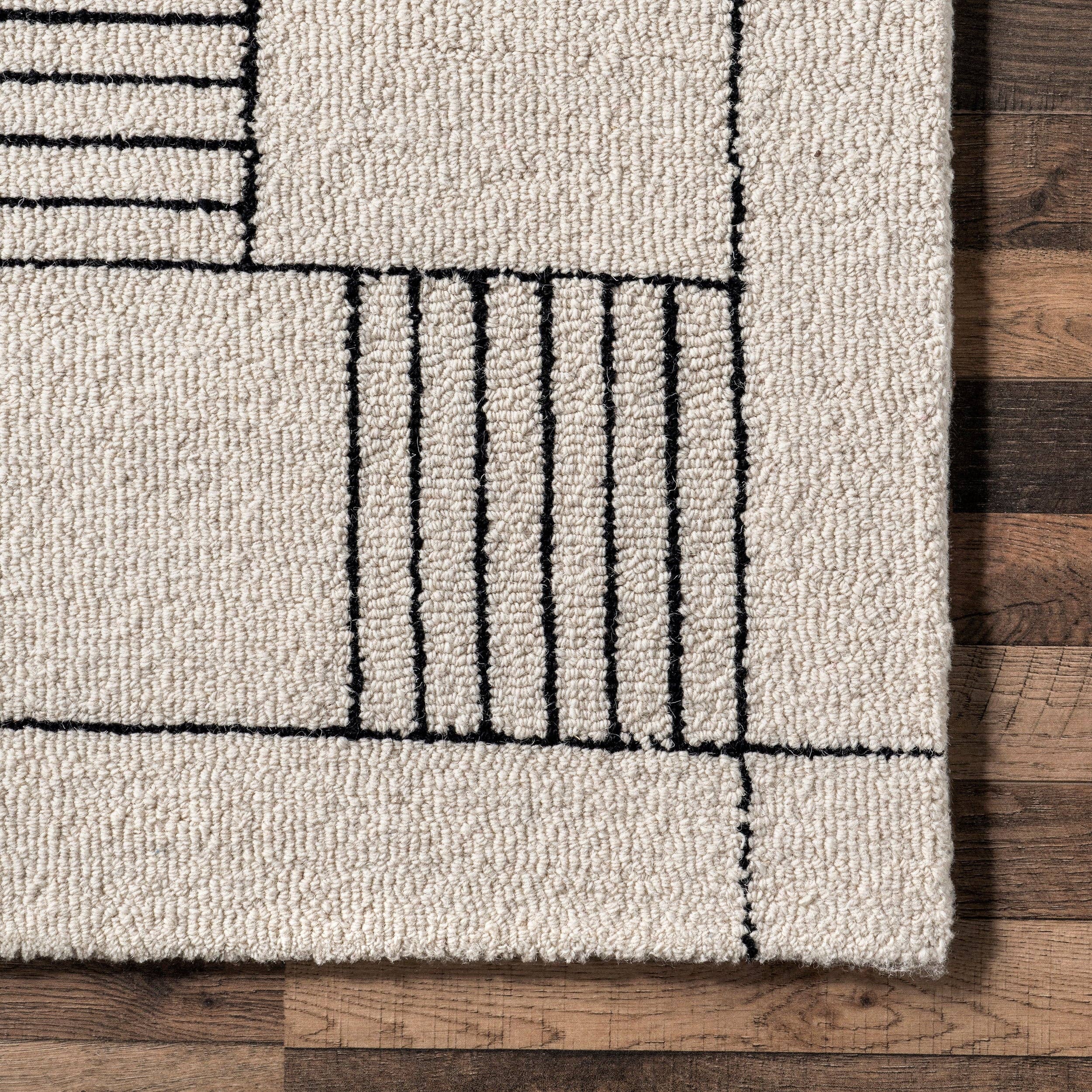 Kathleen Abstract Checkered Wool Area Rug