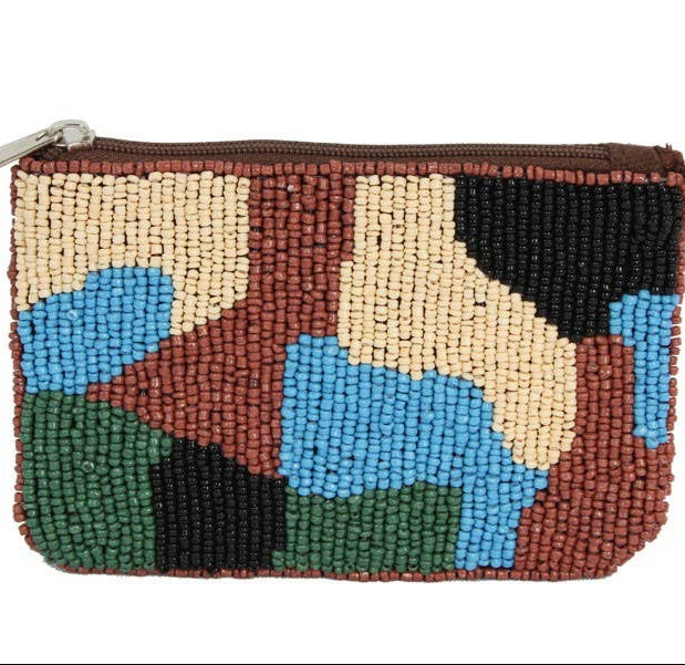 Beaded Multi Color Coin Purse