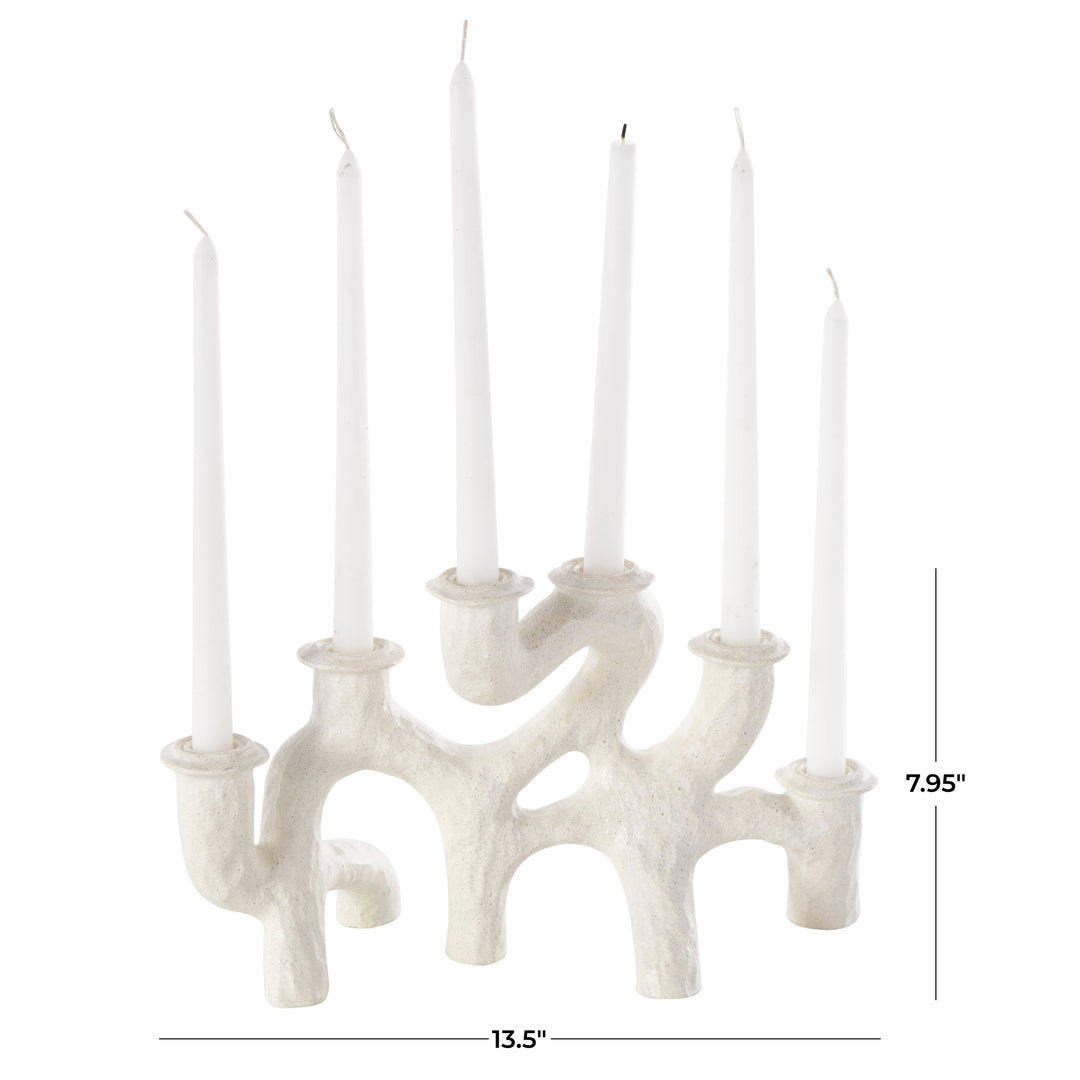 Contemporary Cream Resin Candelabra