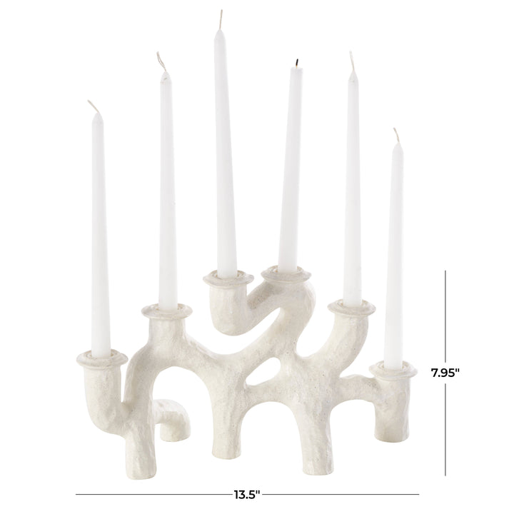 Contemporary Cream Resin Candelabra
