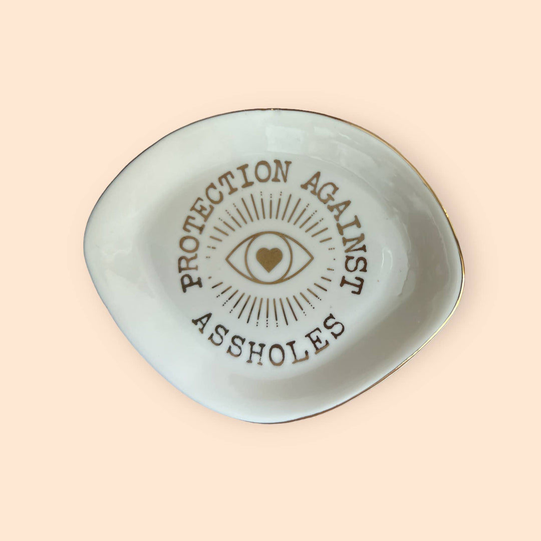 “Protection Against Assholes” Funny Cuss Word Trinket Dish