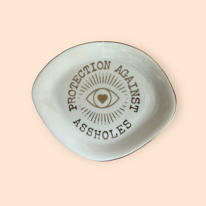 “Protection Against Assholes” Funny Cuss Word Trinket Dish