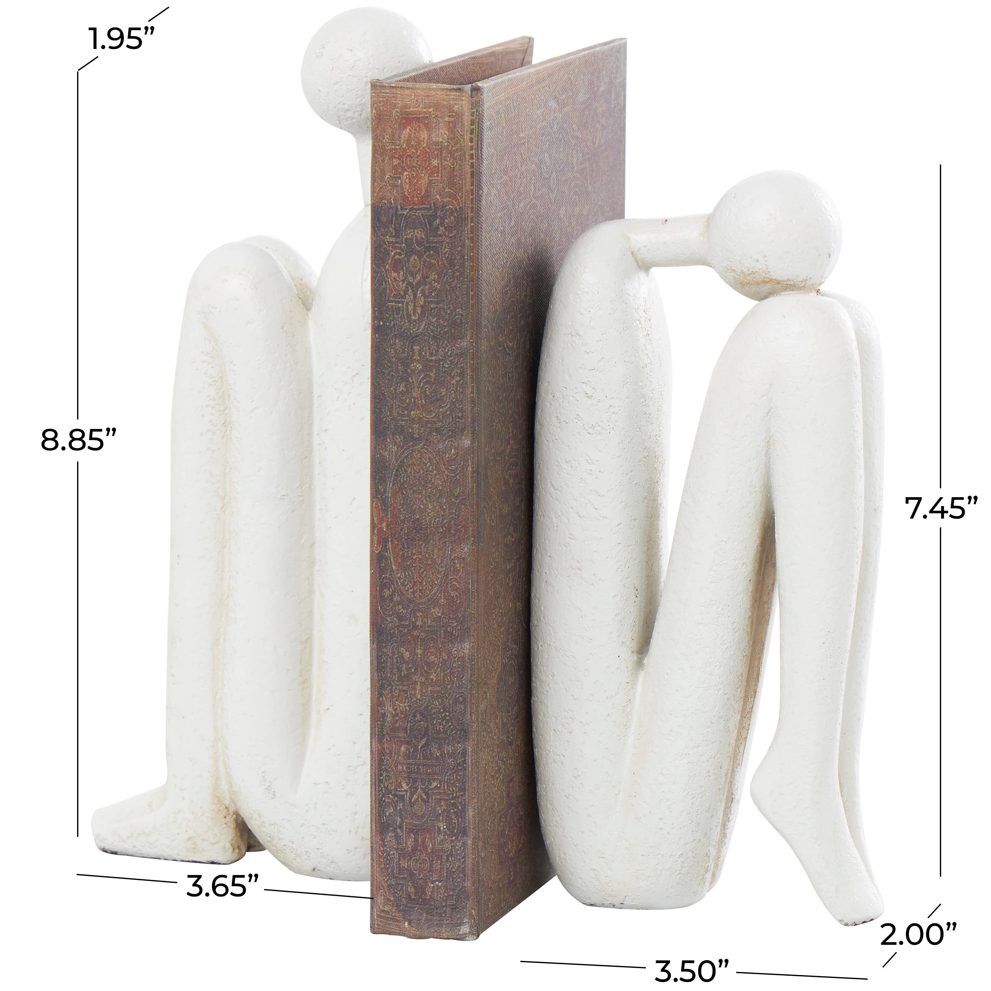 Contemporary White Polystone Bookends Set