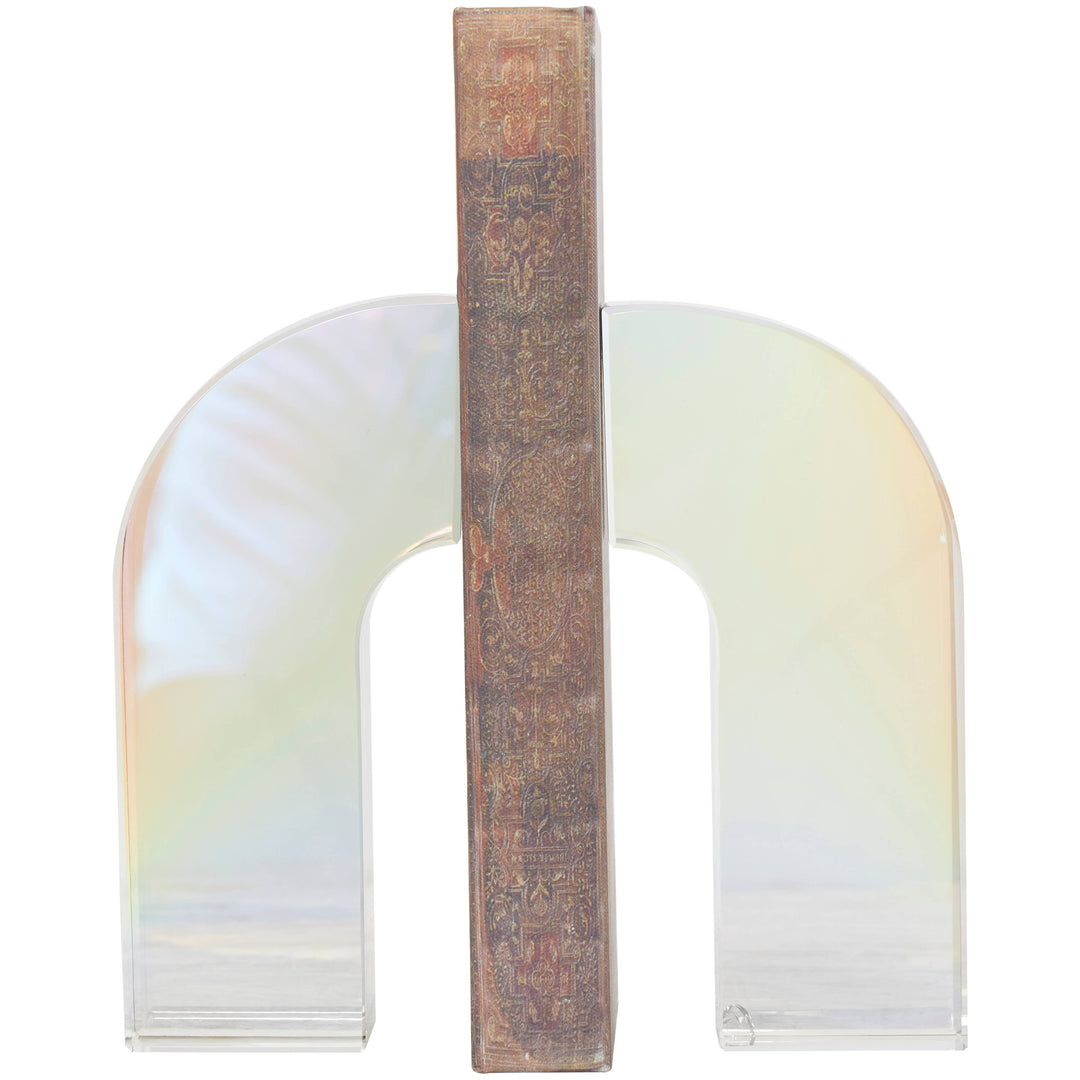 Contemporary Clear Crystal Bookends Set