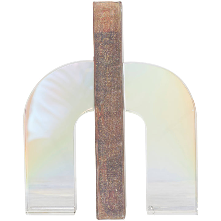 Contemporary Clear Crystal Bookends Set