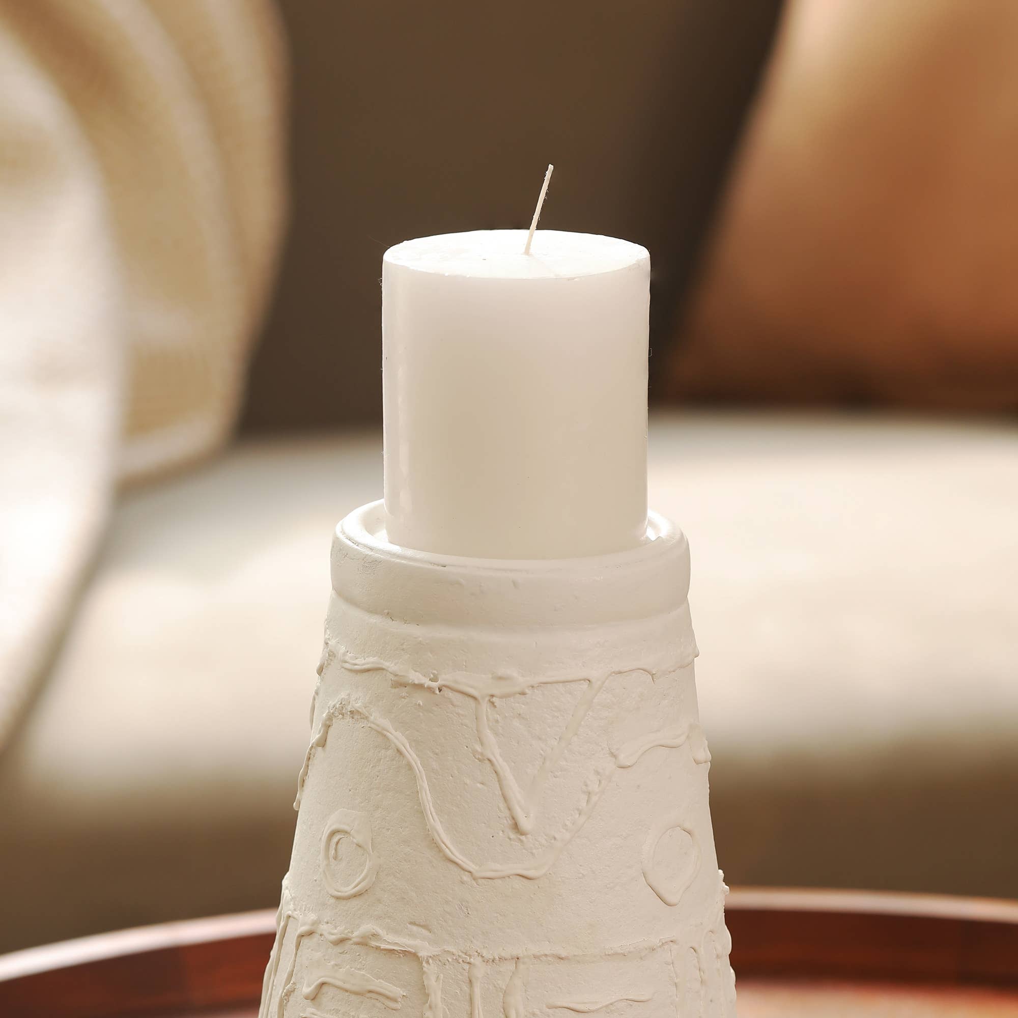 Organic Pattern Terracotta Candle Holder